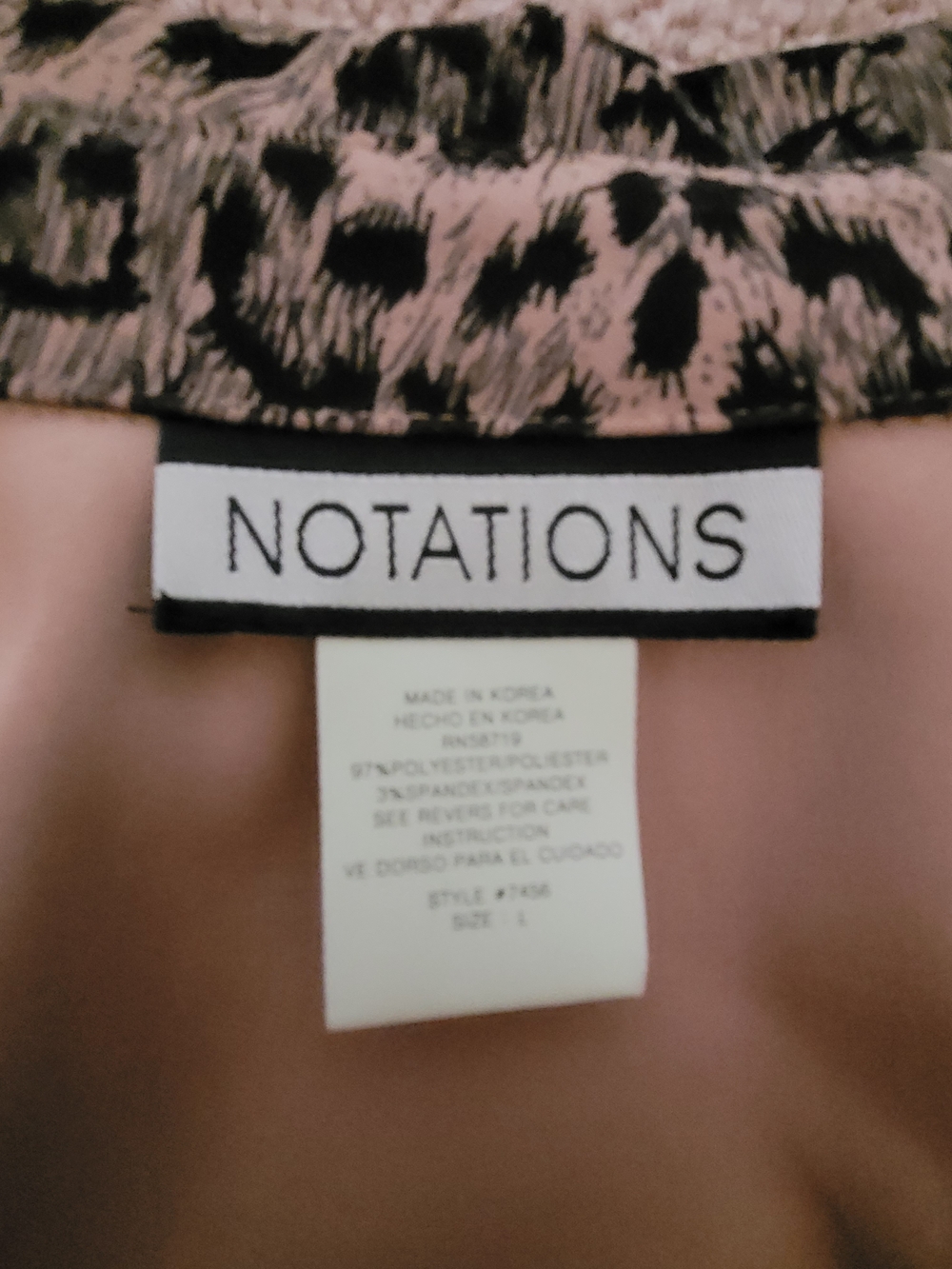 Notations Taupe and Black Leopard Print Button-Down Shirt Size L - Picture 8 of 10